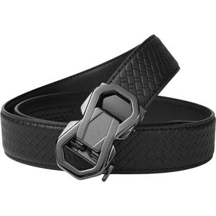 HLA/海澜之家自动扣皮带2025新款压花轧花工艺合金头腰带男