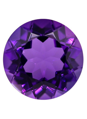 圆形培育深色紫水晶刻面裸石 合成紫晶深紫色尖底 实验室压电水晶