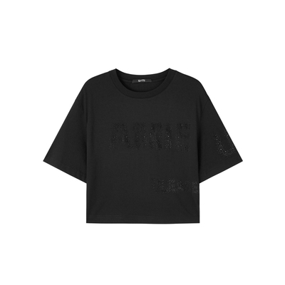 U/TI重工烫钻短款T恤女装 百搭棉质短袖休闲上衣尤缇2025夏季新款