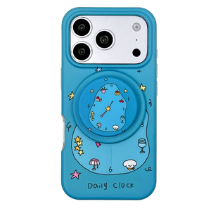 kaia 湖蓝甜品樱桃小狗时钟适用于苹果18promax手机壳iphone17pro新款16女16pro磁吸支架15pro全包防摔手机套