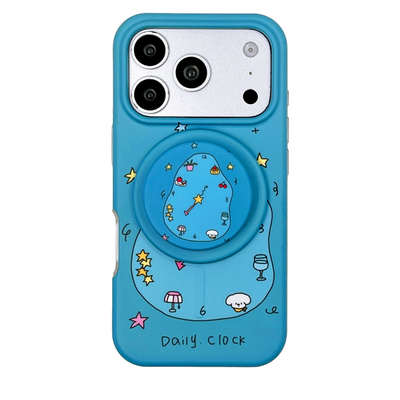 kaia 湖蓝甜品樱桃小狗时钟适用于苹果18promax手机壳iphone17pro新款16女16pro磁吸支架15pro全包防摔手机套