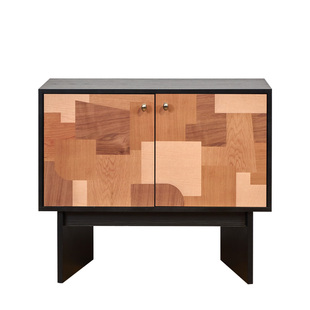 中古风实木边柜置物柜法式复古沙发旁客厅卧室落地靠墙储物餐边柜