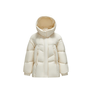 [商场同款]森马羽绒服女中长款连帽厚款冬季新款宽松质感外套黑色