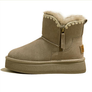 厚底雪地靴女款2025新款冬季时尚棉鞋加绒加厚保暖雪地棉中筒靴子