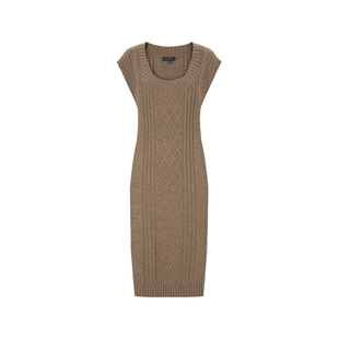 MARYLING玛俪琳2022冬季浅驼色U型领无袖针织连衣裙A1CIW04780