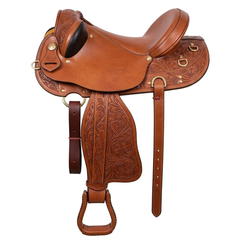 海外代购Saddle手作定制手工雕刻深棕色17英寸澳大利亚真皮马鞍