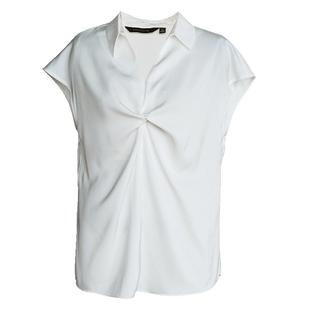 罗衣知性通勤短袖衬衫女2025夏装新款别致扭结衬衣白色上衣08759