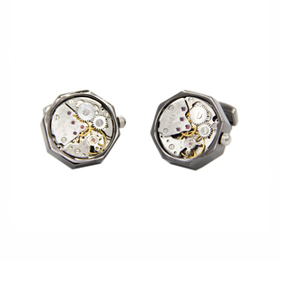 促销高档机械手表机芯袖扣袖钉男士 法式衬衫不动机芯袖扣