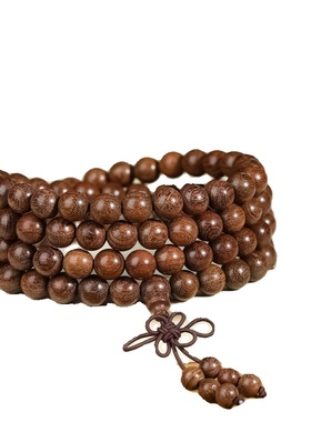 天然金丝檀手串沉水楠木檀香木老料绿檀108颗念珠佛珠男女佛珠链