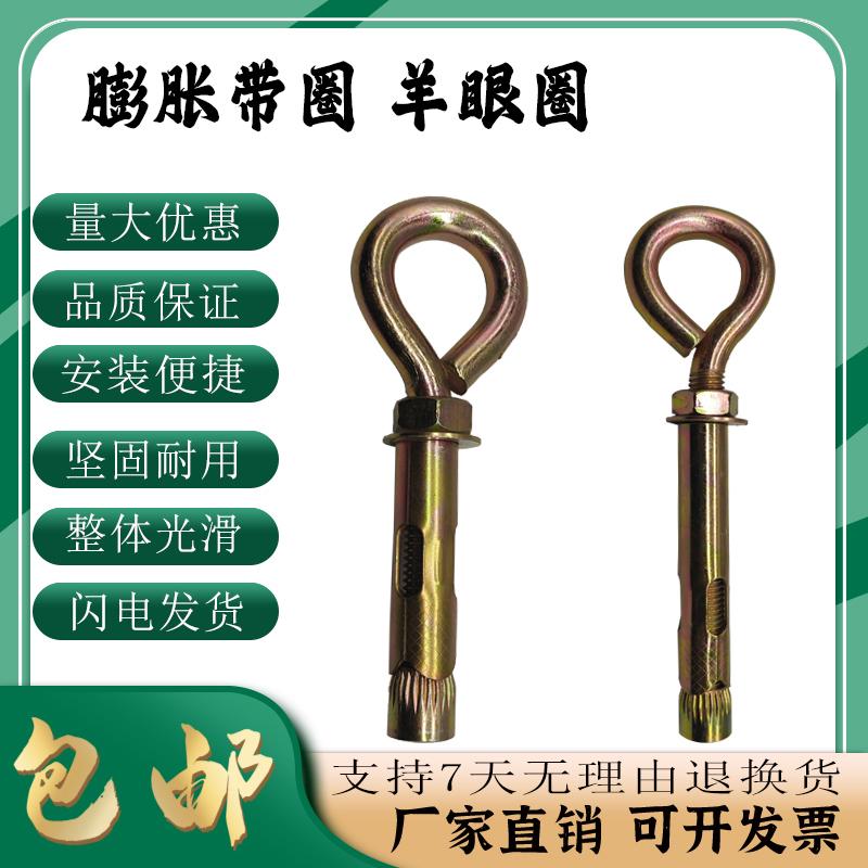 膨胀螺丝带圈国标m6超长圆环秋千拉爆羊眼镀锌m8加长挂钩彭胀吊环