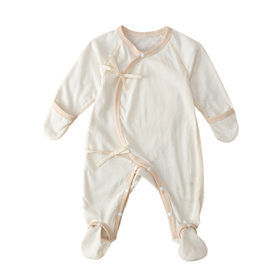 婴儿连体衣服夏季新生儿薄款包脚早产连脚包手小码初生宝宝和尚服