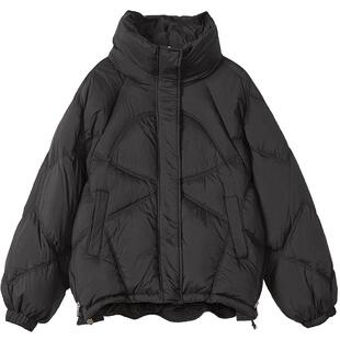 Oece冬装新款女 学院少女复古连帽中长款羽绒服外套