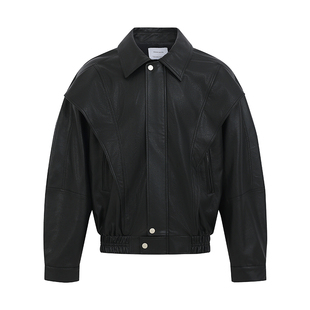 「GRNL」叛逆与不羁 多片解构立体剪裁男女廓肩挺括皮夹克大外套