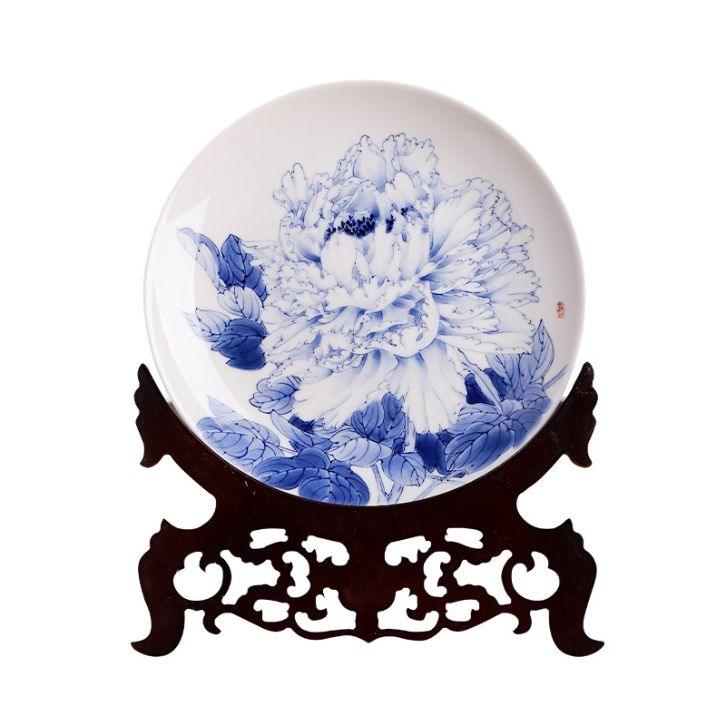 东方泥土陶瓷手绘青花挂盘摆件