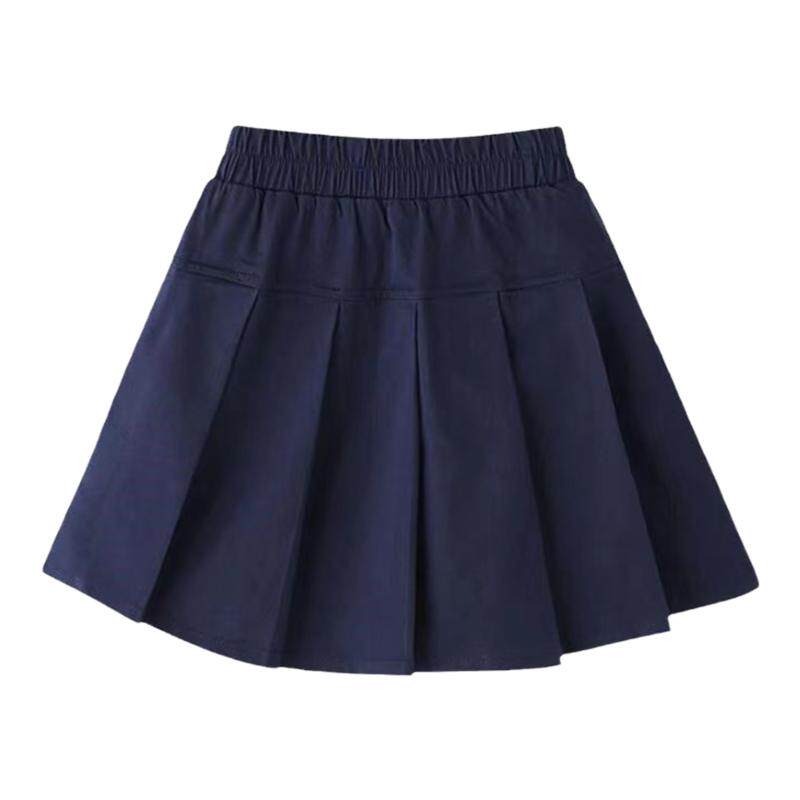 女童学院风藏青色百褶裙
