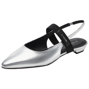 莱尔斯丹新款时尚一字带包头浅口平跟后空凉鞋女鞋12001