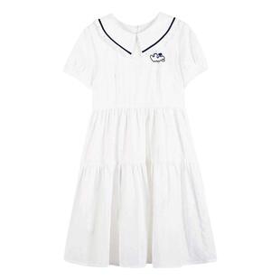 初中生连衣裙少女娃娃领白格子裙洛丽塔中学生公主裙子日系大摆裙