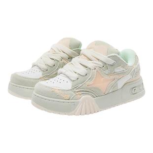 奇安达板鞋女款2025新款休闲百搭增高面包鞋学生情侣星星运动鞋子