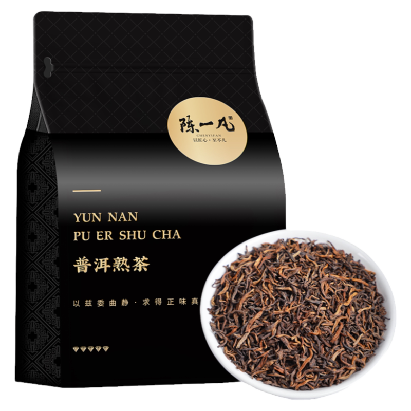 陈一凡普洱熟茶 正宗云南勐海古树纯料金芽普洱 散茶袋装300g