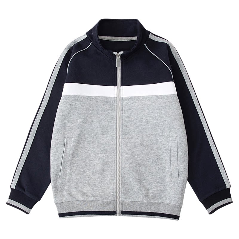 伊顿中小学生校服学院春秋纯棉舒适运动服藏青浅灰棒球服校服套装