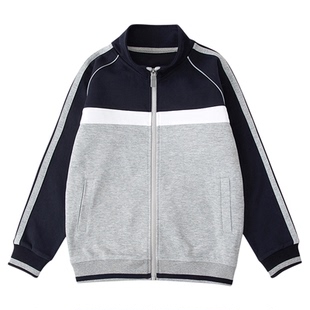 伊顿中小学生校服学院春秋纯棉舒适运动服藏青浅灰棒球服校服套装