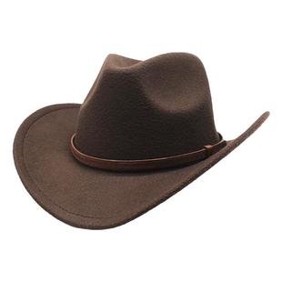棕色西部牛仔礼帽男女秋冬保暖爵士帽骑术帽毡帽 Cowgirl Hat