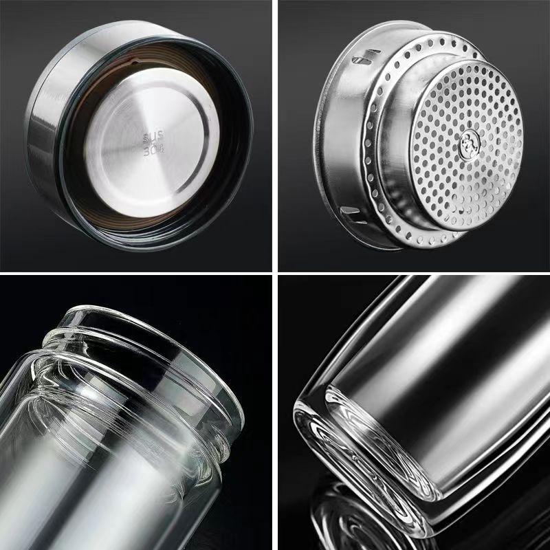 玻璃杯便携男商务个人专用单层双层泡茶杯茶水分离加厚大容量水杯