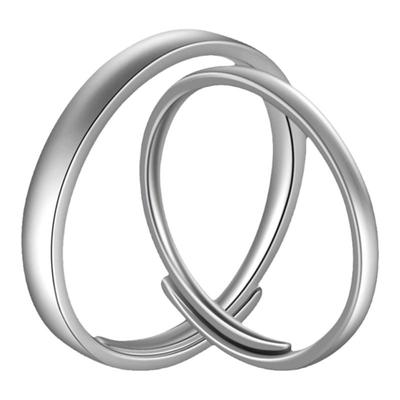 老银匠925纯银简约光圈情侣戒