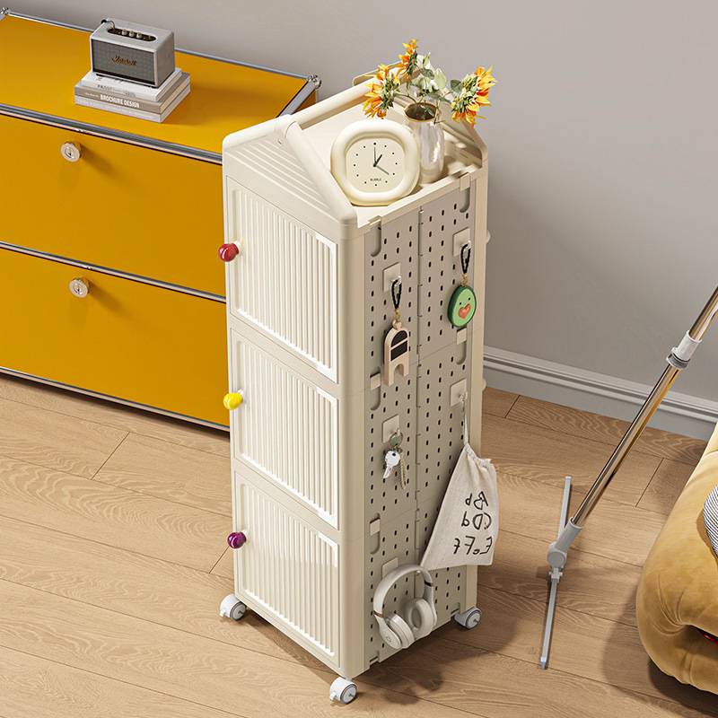 奶油风实木旋转书架落地穿衣镜洞洞物带展示书柜板物客厅转角置储