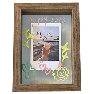 周年结婚纪念日情侣拍立得diy相册相框礼物画画涂鸦木质摆件摆台