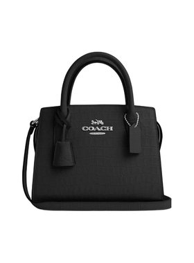 COACH蔻驰 Carryall 22 鳄鱼纹皮革单肩斜挎手提包 小号 女款黑色