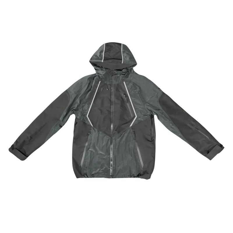 POMT新款复古拼接滑雪衣裤套装褶皱反光条男女通用