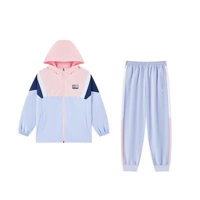 乔丹童装女童套装连帽运动服