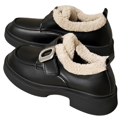 免费试穿真皮加绒乐福鞋