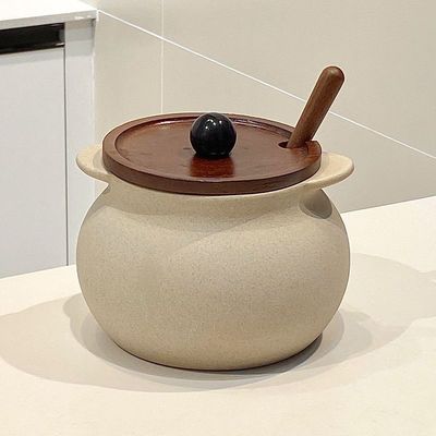 中古风猪油罐家用陶瓷耐高温食品级带盖大容量10斤密封罐高颜值