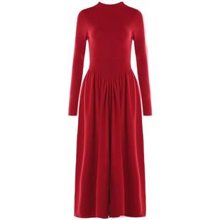 DPLAY【惠品】红色针织连衣裙女冬季新款气质长裙长款裙子长袖