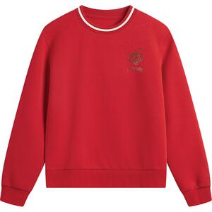 李宁日进斗金丨卫衣女士2025新年红色女装上衣春季针织长袖运动服