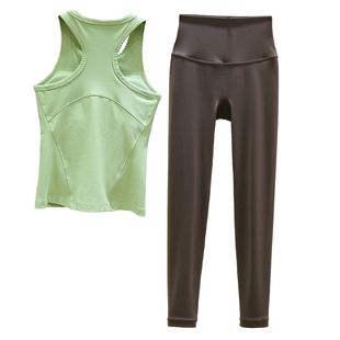 夏季裸感瑜伽服女2026新款高级感普拉提训练长款背心式健身衣套装