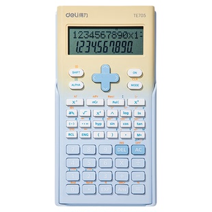 得力TE705渐变色函数计算器240种运算双行大屏无存储可进考场初高中学习考试便携耐用官方正品