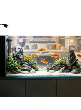新款超白侧滤南美造景过滤制氧溪流缸金鱼缸全套桌面生态缸客厅