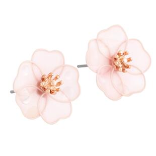 OSEWAYA耳钉樱花粉色气质耳环轻盈露珠超仙花朵设计感女生耳饰