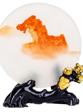 石诚记天然玉石平安扣中式摆件