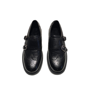 布洛克雕花~小牛皮低跟乐福鞋女孟克鞋冬新款加绒jk小皮鞋ins女鞋