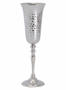 银色高脚酒杯状花器花瓶装饰摆件