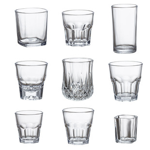 钢化玻璃啤酒杯水杯 八角杯茶杯洋酒杯 酒吧KTV加厚烈酒杯威士忌