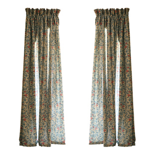 Puava普阿瓦 美式乡村新款复古北欧田园遮光窗帘定制卧室客厅阳台