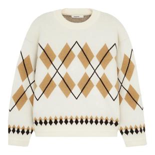 BODYDREAM北欧费尔岛毛衣男菱形格毛线衣撞色针织衫/圆领谷波工艺