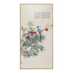 新中式玄关装饰画古典中国风走廊过道禅意挂画书房绿竹写意水墨画