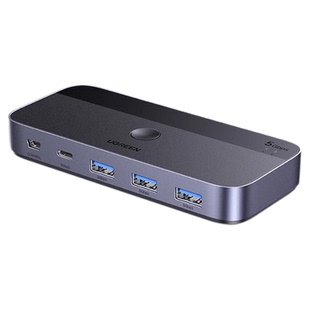 绿联usb切换器3.0二进四出两台电脑主机共用键盘鼠标显示器屏幕