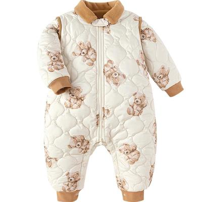 巴拉巴拉童装连体衣婴儿宝宝冬装外出加绒加厚夹棉哈衣爬服可爱萌